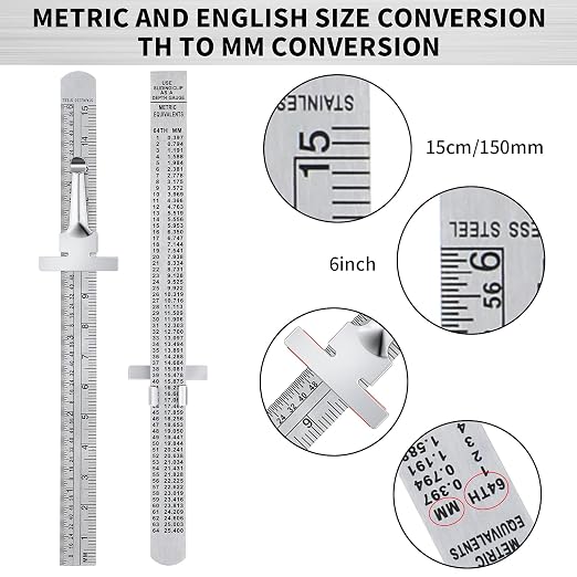 3 Pieces 6 Inch 15 cm Pocket Ruler Flexible Precision Stainless Steel Ruler - Image 2