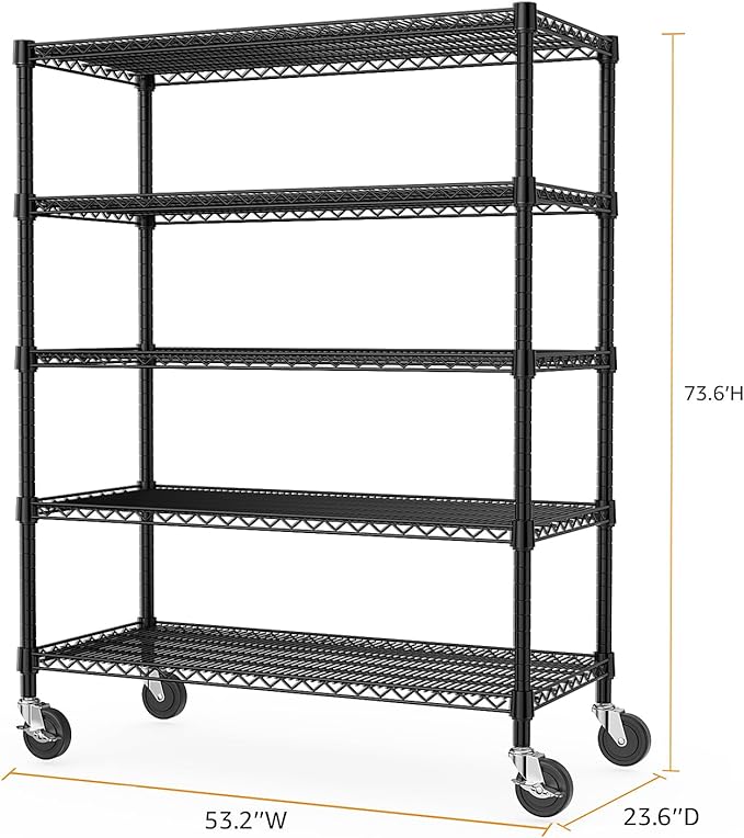 M MZG 53" W Garage Shelving 5 Tier Industrial 2200LBS Metal Shelving Units - Image 3