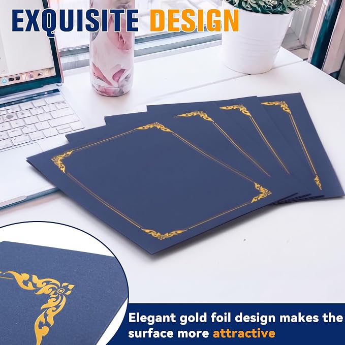 200 Packs Certificate Covers, 250gsm Navy Blue Diploma Holders - Image 3