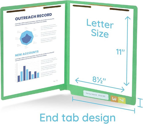 100 Green End Tab Fastener File Folders - Image 2
