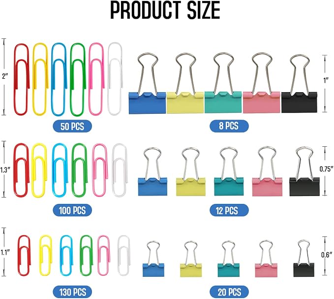 Paper Clips Binder Clips Set, Paperclips Large Medium and Small - Image 3