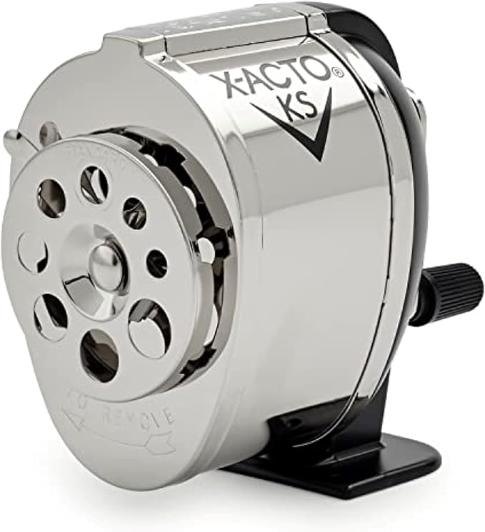 X-ACTO KS Manual Pencil Sharpener, Teacher Supplies, Adjustable by X-ACTO