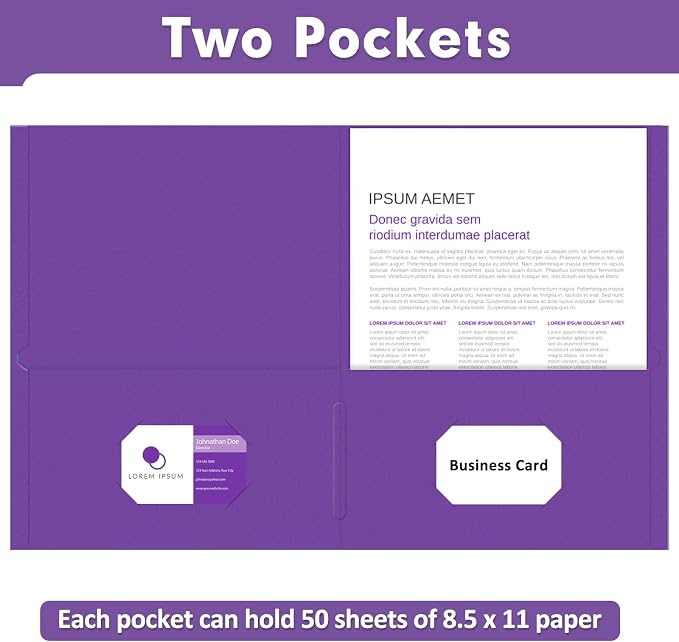 Two Pocket Folders, PANDRI 50 Pack 2 Pocket Folders, Letter Size Paper File - Image 4