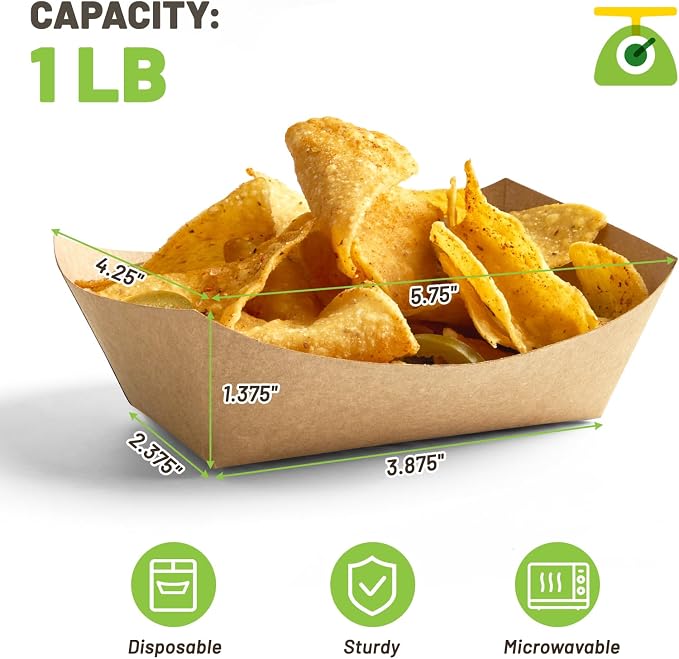 ZORRITA Small Paper Food Trays, 1 Lb, 250 Pack | Disposable, Kraft Brown Food - Image 2