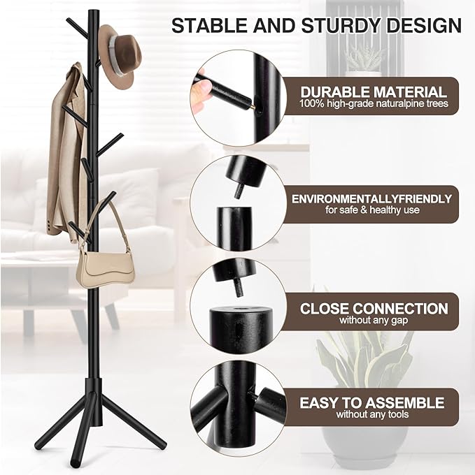 WANGMUXIA 2 PCS Coat Rack, Freestanding Coat Rack - Image 5