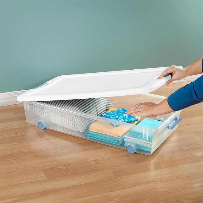 Sterilite 8-Pack Wheeled Latching Box, Plastic Under Bed Storage Bins - Image 6