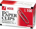 ACCO Economy #3 Paper Clips, Smooth Finish, 15/16 Inches Long, 1 Box of 100 by ACCO+Brands