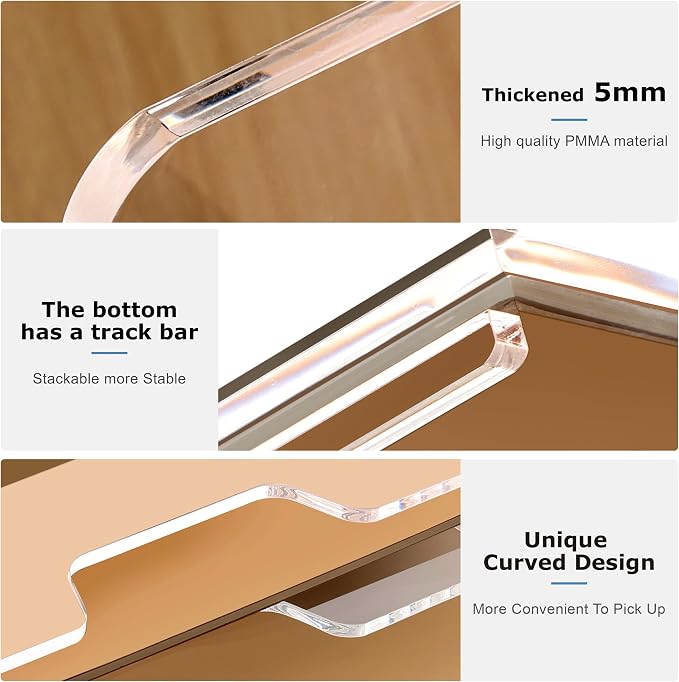 SANRUI 4 Tier Acrylic Paper Letter Tray Desk Stackable Organizer Trays，Clear - Image 6