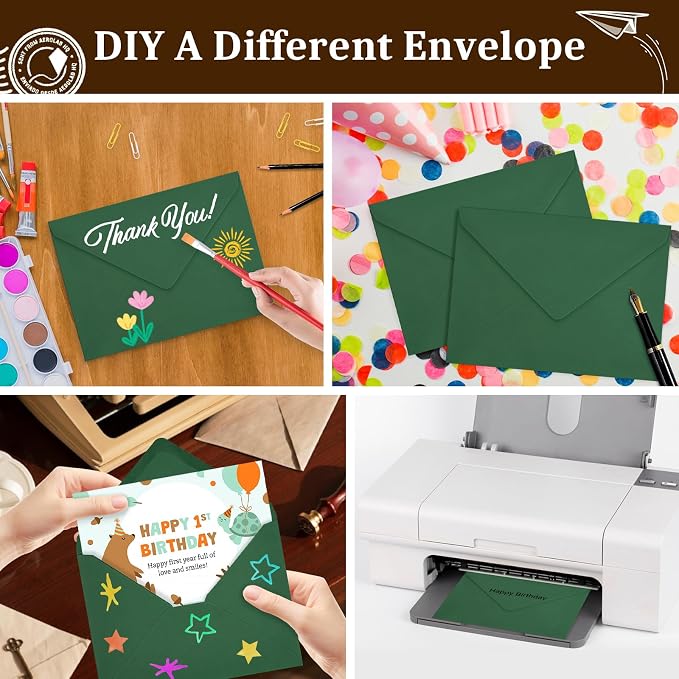 100 Pack Dark Green A7 Envelopes, Christmas Greeting Card Envelopes Self Seal - Image 6