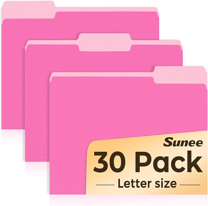 SUNEE File Folders, 30 Pack Manilla Folders 8.5 x 11, Colored File Folders Home by SUNEE