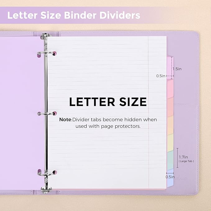 SKYDUE 8-Tab Binder Dividers for 3 Ring Binder, Letter Size, Durable Plastic - Image 3