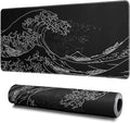 Japanese Gaming Mouse Pad Abstract Black Mouse Pad 31.5x11.8 Inch Black Sea by Hahaluo