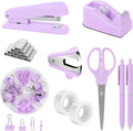 SKYDUE Purple Desk Accessories, Tape Dispenser, Binder/Paper Clips and 1000pcs by SKYDUE