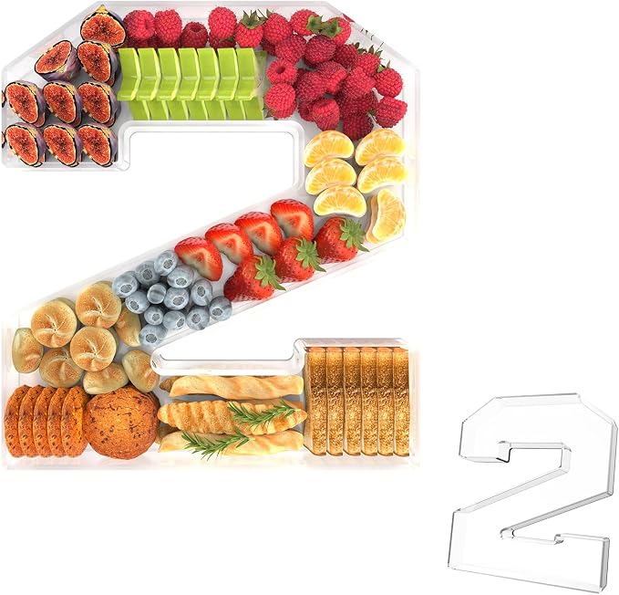 13.8" Acrylic Number Charcuterie Tray, Fillable Number Charcuterie Box by Tdsuco
