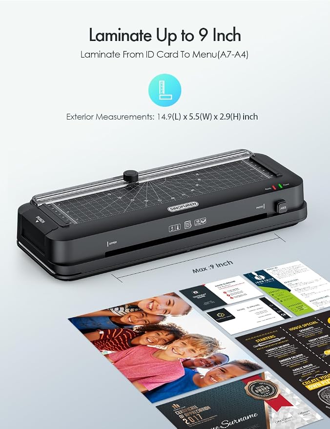 9-Inch Laminator Machine for Teachers & Home – All-in-One Jam-Free Laminator - Image 4