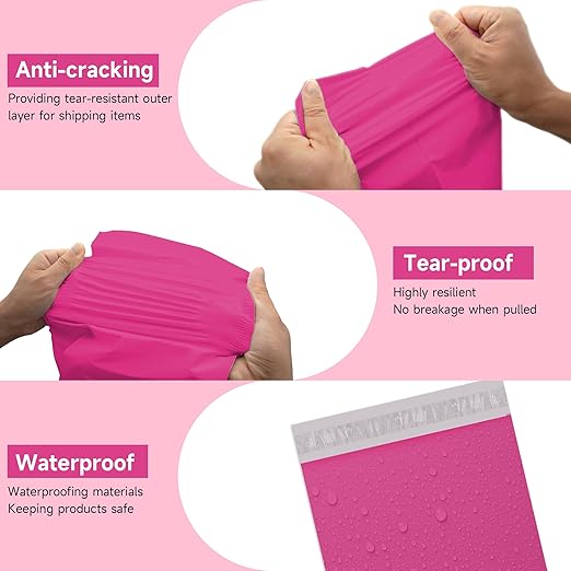 Pink Poly Mailers 14.5x19 500 Pcs, Cute Waterproof Shipping Bags - Image 2