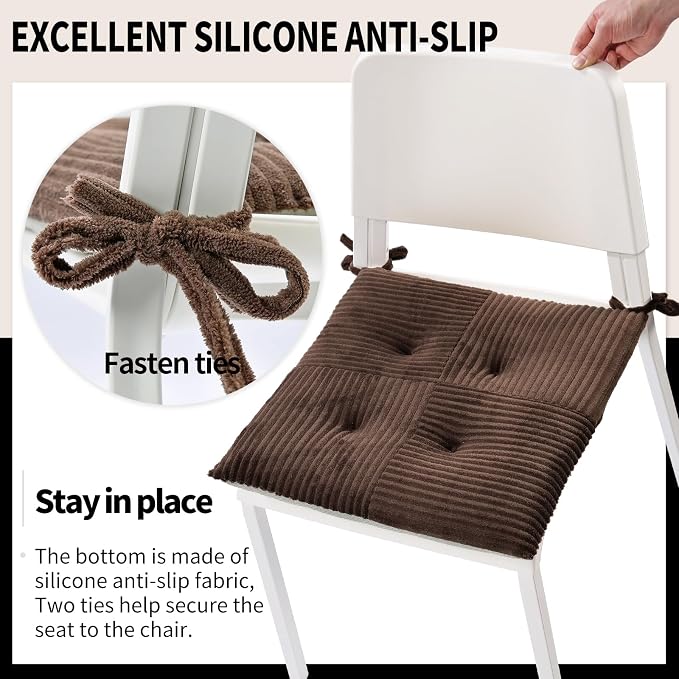 Office Stacking Chair Cushions 4 Pack, Corduroy High Density Foam Kitchen Seat - Image 5