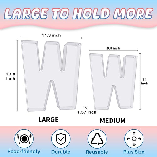 13.8" Extra Large Acrylic Letter Charcuterie Board Box, Reusable Fillable - Image 2