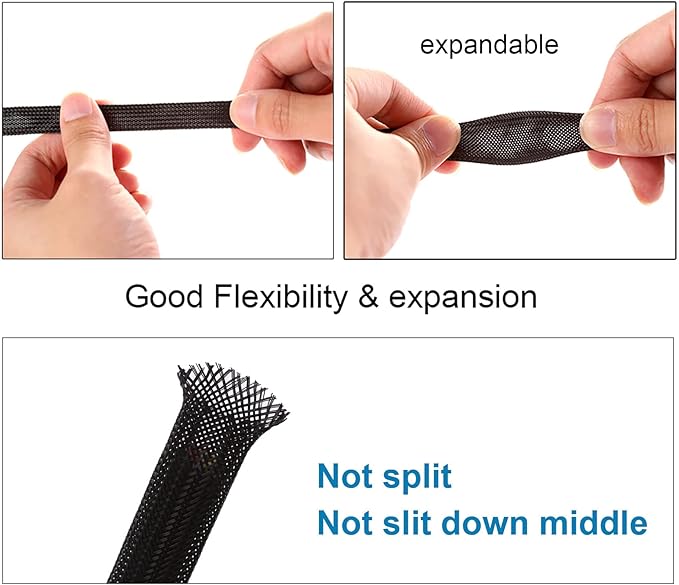 100ft - 1/2 inch PET Expandable Braided Sleeving – Black – Alex Tech Braided - Image 5