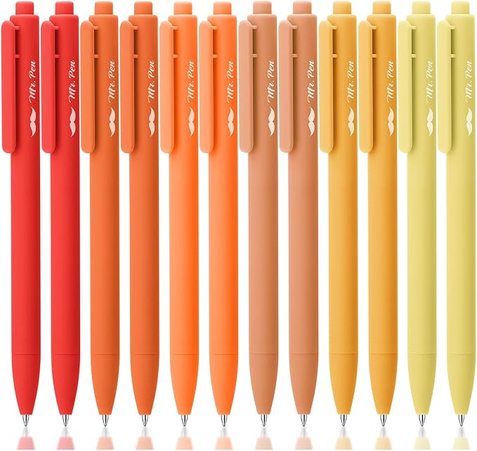 Mr. Pen- Retractable Gel Pens, 12 Pack, Summer Morning Barrel | Fine Point 0.5mm by MrPen