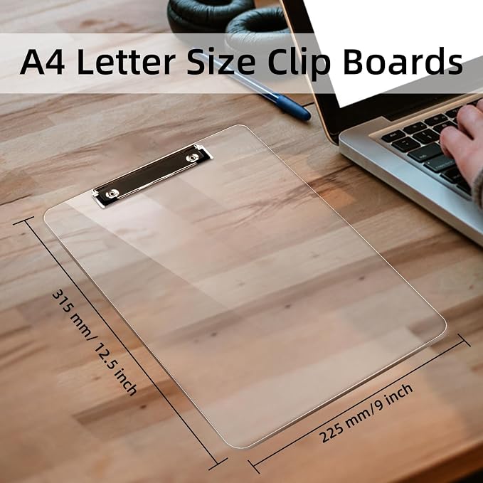 Plastic Clipboards Set of 12, A4 Acrylic Clear Board 8.5x11 | Transparent - Image 3