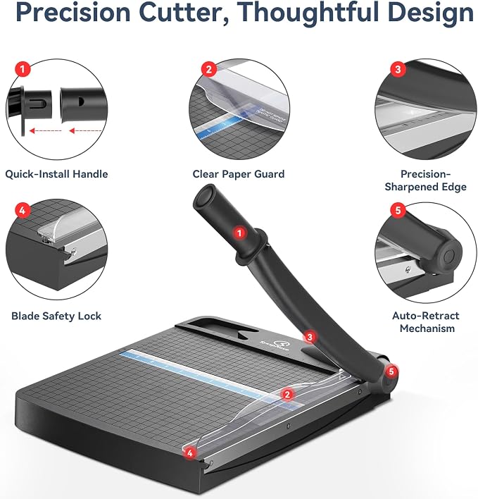 12 Inch Heavy Duty Paper Cutter, 12-16 Sheets Capacity Guillotine Paper Cutter - Image 4
