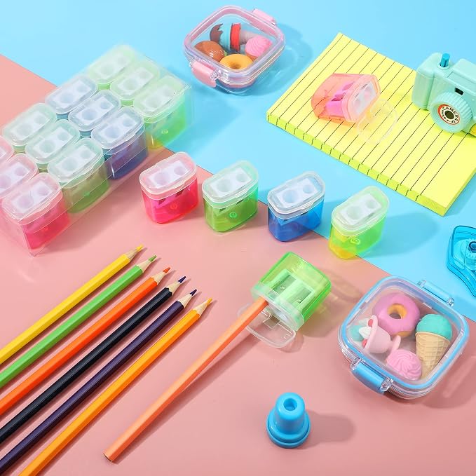 96 Pieces Pencil Sharpeners for Kids Colored Pencil Sharpeners Manual Double - Image 5
