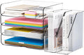 DCA Clear Acrylic Desk Organizer Set, 4 Tier Letter Tray by DCA