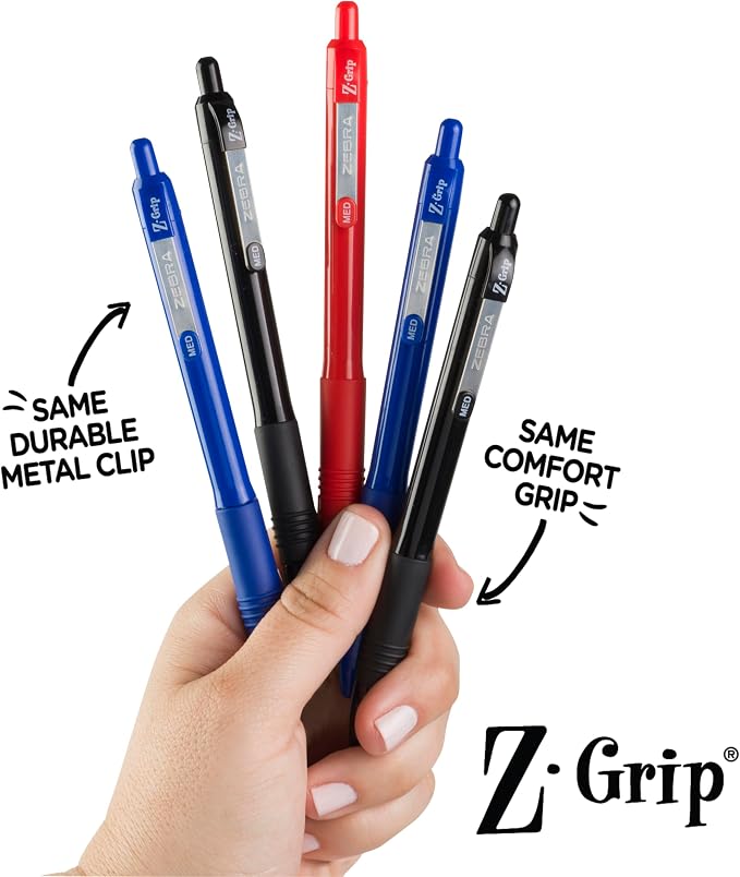 Zebra Pen Z-Grip Recycled Ballpoint Pens, Durable Metal Clip, 68% Recycled - Image 3