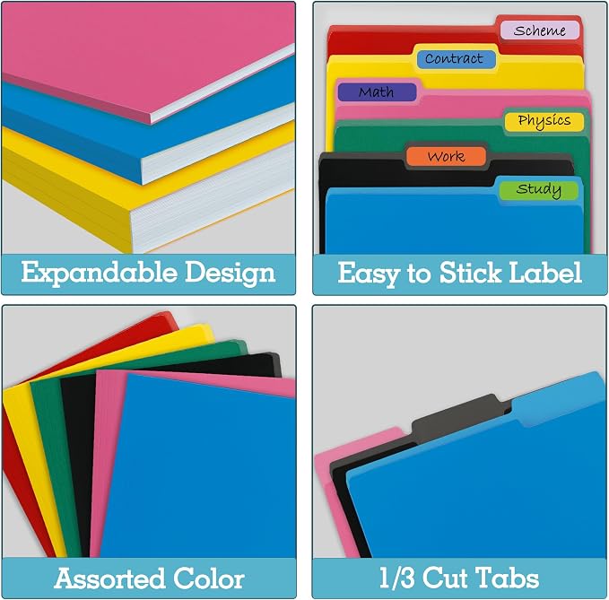 36 Packs Colored File Folders, Two Tone Color File Folder 8.5 x 11 Inch - Image 4