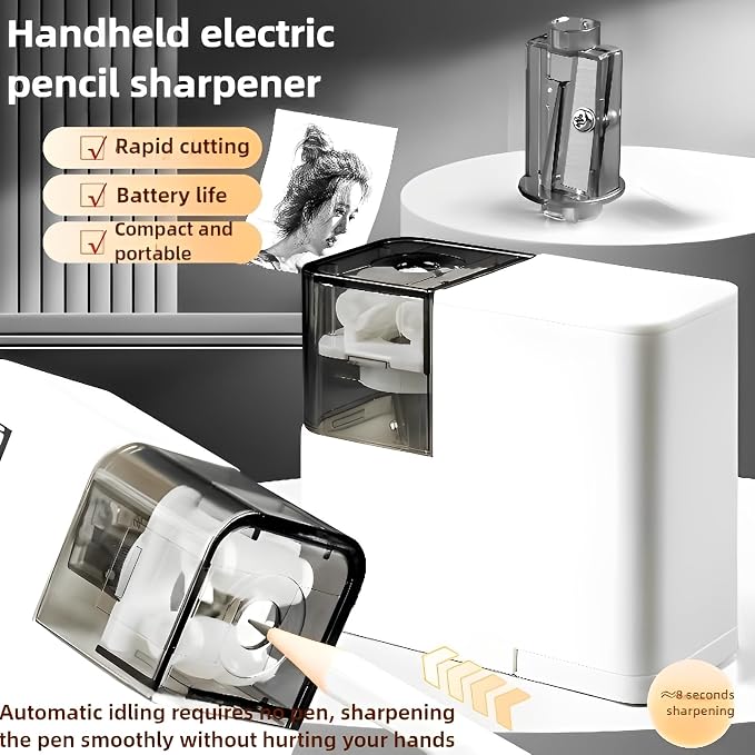 Electric Pencil Sharpener with Battery, Battery Powered, - Image 5