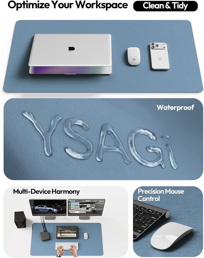 YSAGi Leather Desk Protector, Office Mat, Large Mouse Pad, Non-Slip PU Leather - Image 8