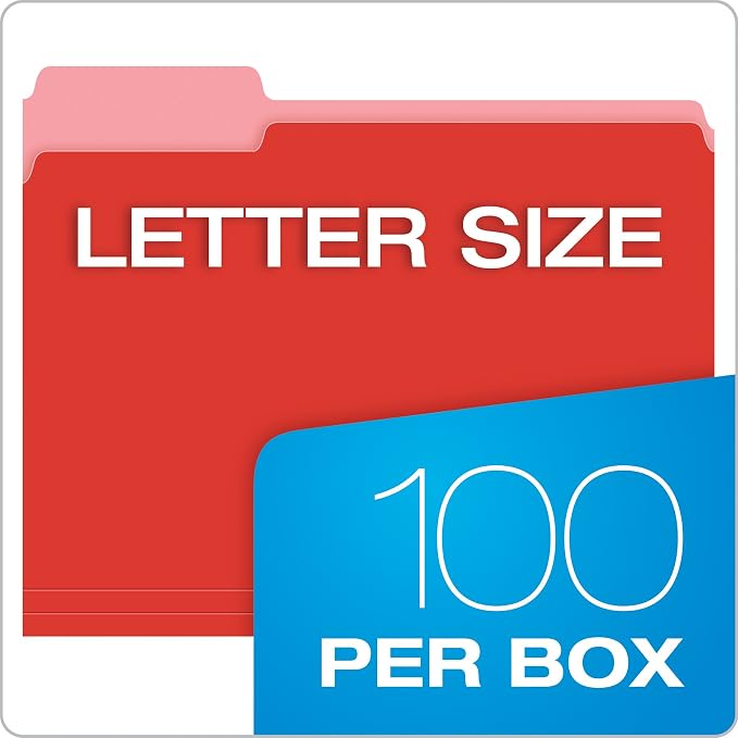 Pendaflex Two-Tone Color File Folders, Letter Size, 1/3 Cut, 100 per box - Image 5