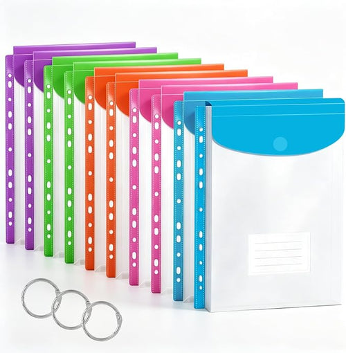 10 Pack Binder Folders with Pockets 11 Holes Expandable Dividers by Surcotto