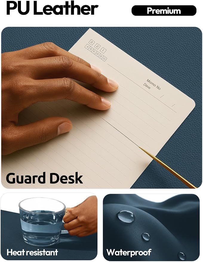 YSAGi Leather Desk Pad Protector, Office Desk Mat, Large Mouse Pad, Non-Slip PU - Image 4