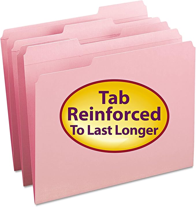 Smead File Folder, Reinforced 1/3-Cut Tab, Letter Size, 100 per Box by SMEAD
