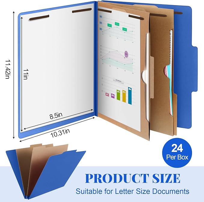 Skyygemm 24 Pcs Classification Folders Letter Size, 2 Pocket Dividers - Image 2