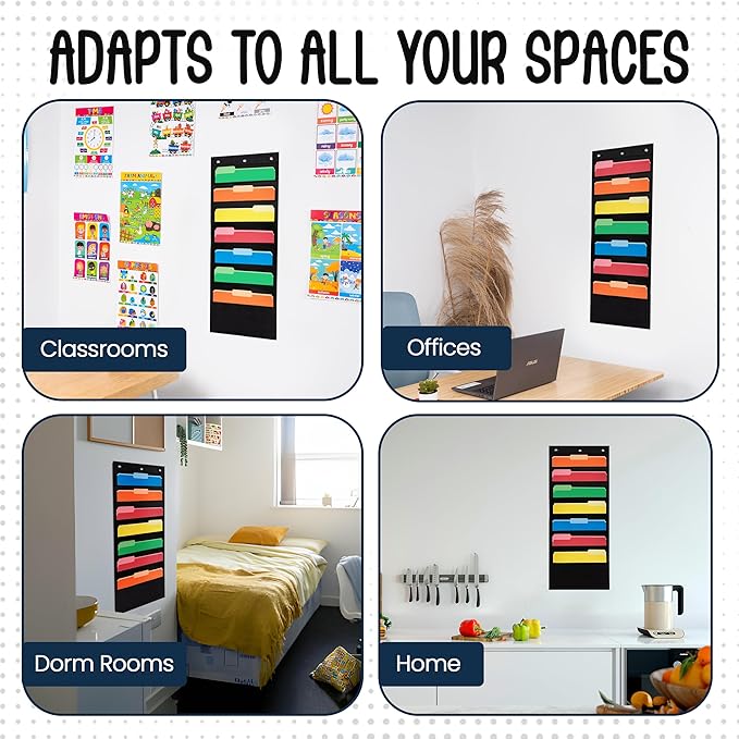 Essex Wares - 7 Pocket File Pocket Chart, Tall - Versatile Wall Hanging File - Image 6