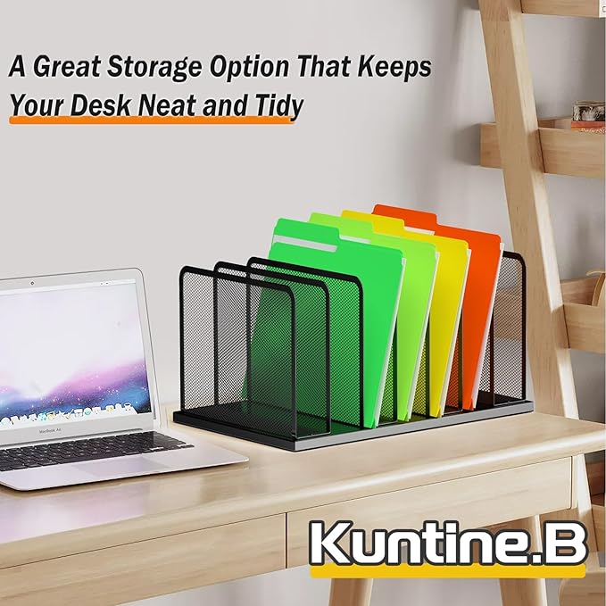 Kuntine.B Desk File Organizer Upright Mesh Desktop Organizer File Sorter Office - Image 5