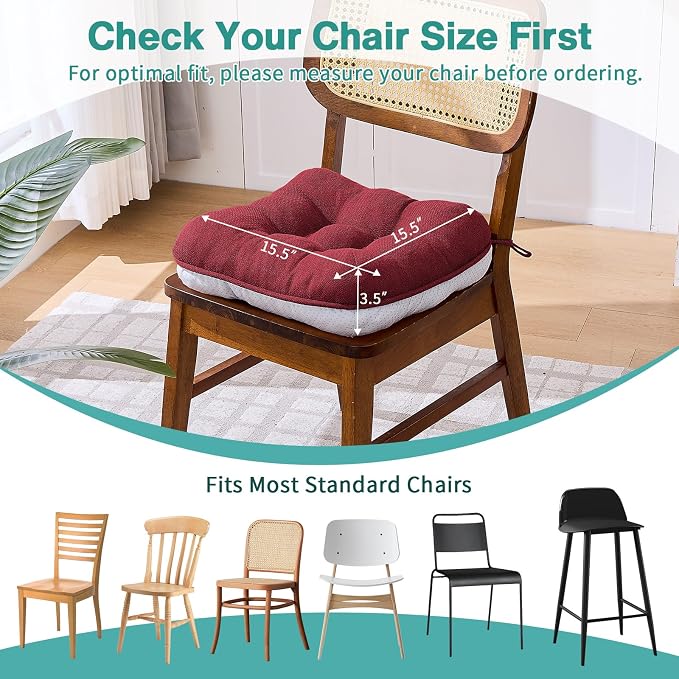 BETU Chair Cushions for Dining Chairs Set of 2, 3.5" Thick Kitchen Table Chair - Image 4