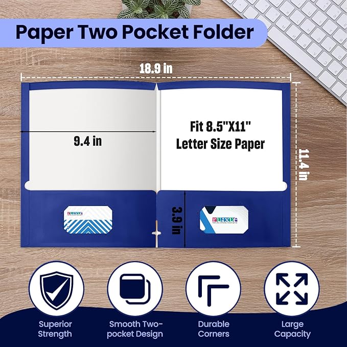 BIBRADAA® 10 Packs Blue Folders, Paper Folder Surface - Image 2