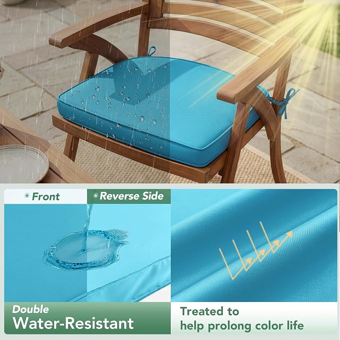 Outdoor Chair Cushions Set of 4: Waterproof & Fade Resistant Patio Furniture - Image 3