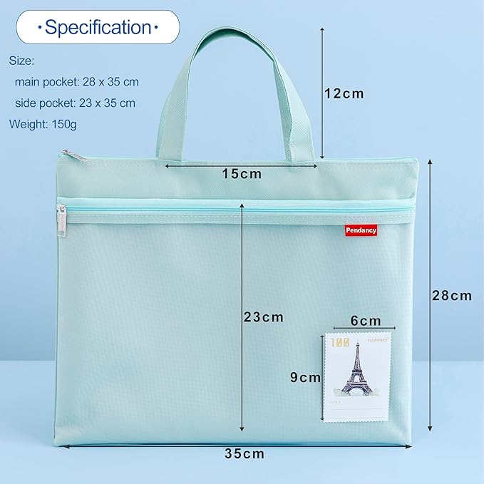 Pendancy Mesh Zipper Pouch 11x13.7 in, Large Double Pocket Waterproof File Bag - Image 3