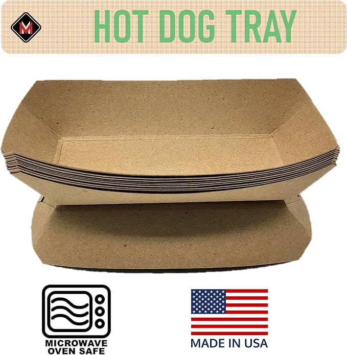 Mr Miracle 7 Inch Paper Hot Dog Tray in Kraft Paper. Pack of 25. Disposable - Image 4