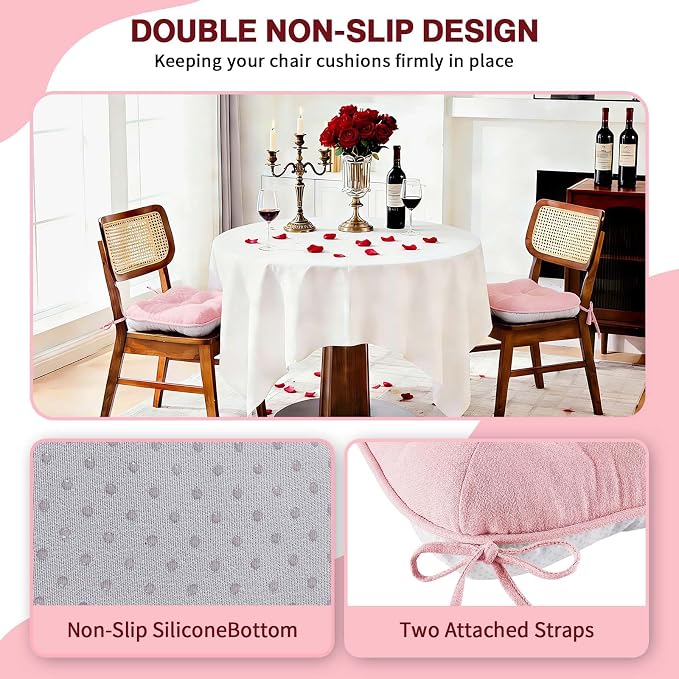 BETU Pink Chair Cushions for Dining Chairs Set of 2, 3.5" Thick Kitchen Table - Image 2