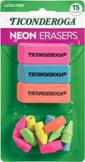 Ticonderoga Dixon Office & School Eraser Combination Set, 15 Eraser Multi-Pack by Ticonderoga