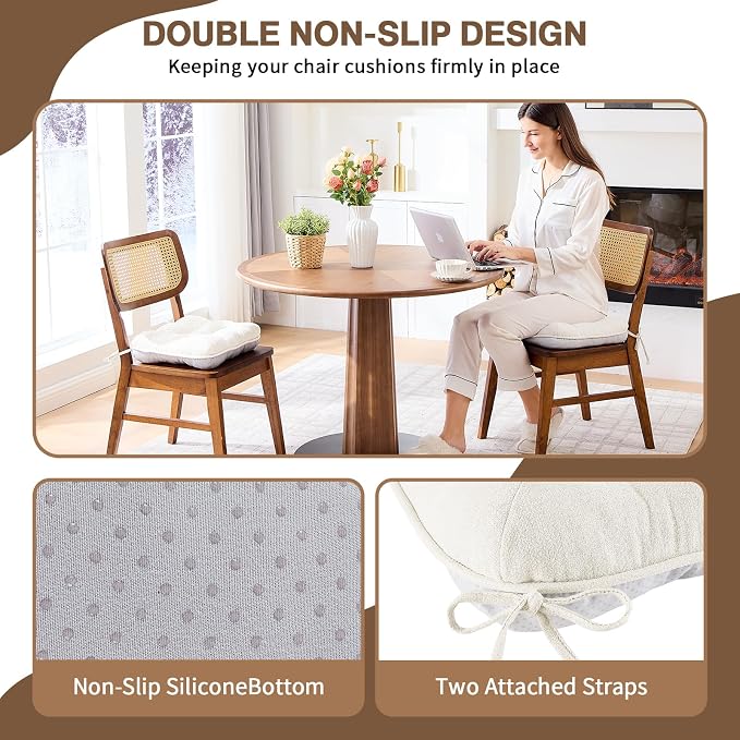 BETU White Chair Cushions for Dining Chairs Set of 4, 3.5" Thick Kitchen Table - Image 2