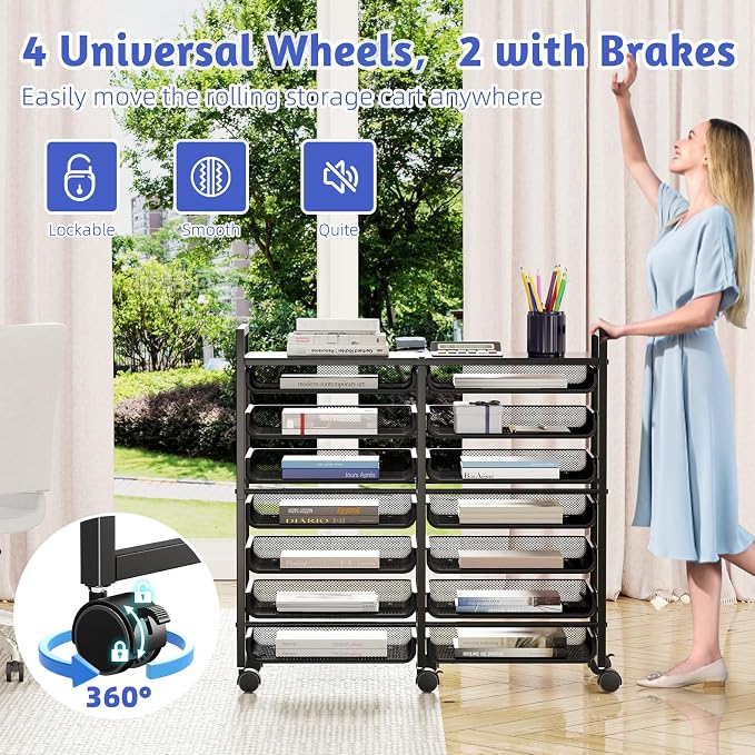 Simple Trending 15-Tier Rolling File Cart, Desk File Organizer - Image 5