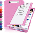 HWPRATO Glitter Clipboard with Storage, Clip Boards 8.5x11 with Pen Holder by Home