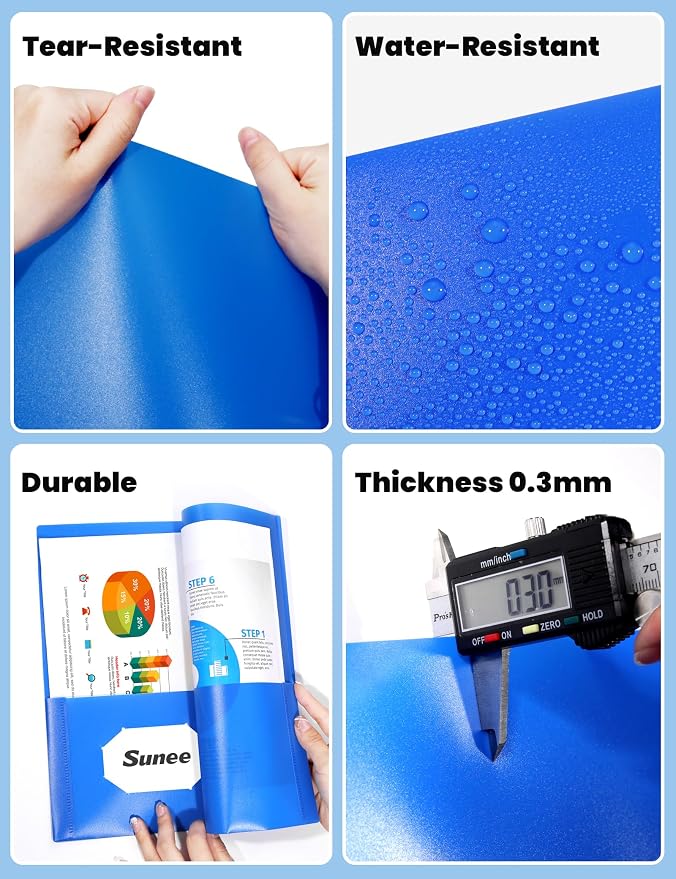 SUNEE 3 Pack Blue Plastic Folders - Image 4